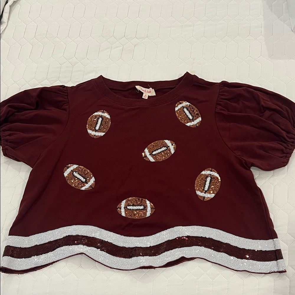 Peach Love Sequin Football Gameday Shirt Size Medium